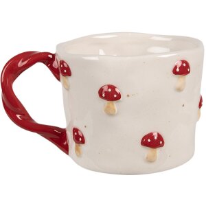 Clayre & Eef 6CEMU0151 Hrnek Toadstool Beige Red 200 ml 13x9x7 cm