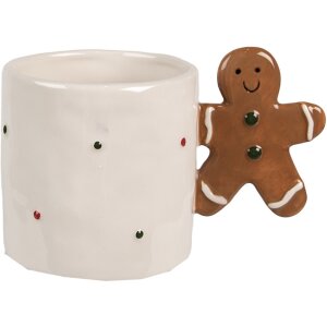 Clayre & Eef 6CEMU0152 Hrnek Gingerbread Man Handle 325 ml Béžovo-hnědý