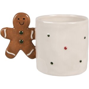 Clayre & Eef 6CEMU0152 Hrnek Gingerbread Man Handle 325 ml Béžovo-hnědý