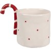 Clayre & Eef 6CEMU0153 Hrnek béžový červený keramický 325 ml venkovský styl 14x9x10 cm