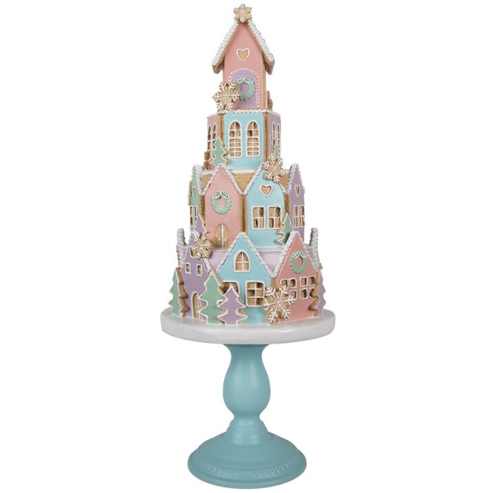 Clayre & Eef 5PR0136 Dekorativní domeček Pastelové barvy Modrá Růžová Ø 24x59 cm Polyresin