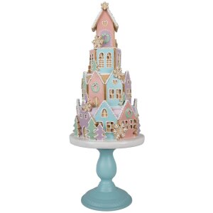 Clayre & Eef 5PR0136 Dekorativní domeček Pastelové barvy Modrá Růžová Ø 24x59 cm Polyresin