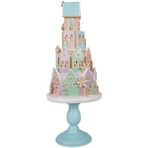 Clayre & Eef 5PR0136 Dekorativní domeček Pastelové barvy Modrá Růžová Ø 24x59 cm Polyresin