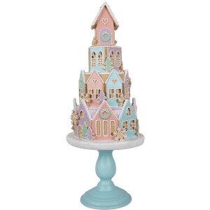 Clayre & Eef 5PR0136 Dekorativní domeček Pastelové barvy Modrá Růžová Ø 24x59 cm Polyresin