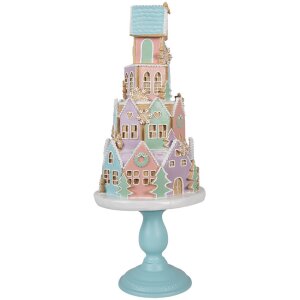 Clayre & Eef 5PR0136 Dekorativní domeček Pastelové barvy Modrá Růžová Ø 24x59 cm Polyresin