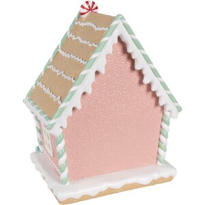 Clayre & Eef 6PR4263 Dekorativní domeček růžový 20x16x25 cm Vánoce z polyresinu
