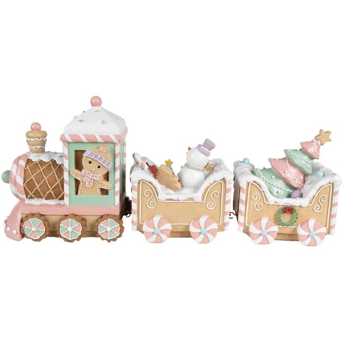 Clayre & Eef 6PR4266 Dekorace Vlak Béžová Růžová 45x12x19 cm Polyresin