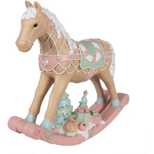 Clayre & Eef 6PR4260 Dekorativní houpací kůň béžový 41x10x37 cm Polyresin Venkovský dům