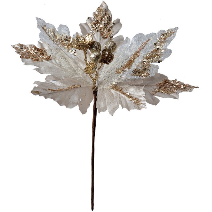 Clayre & Eef 65827 Vánoční dekorace Flower White Beige Ø 25x34 cm