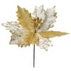 Clayre & Eef 65829 Vánoční dekorace Flower White Gold Coloured Ø 25x27 cm