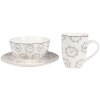 Clayre & Eef LGDBO Polévková mísa porcelánová bílá šedá Ø 14x7 cm 500 ml