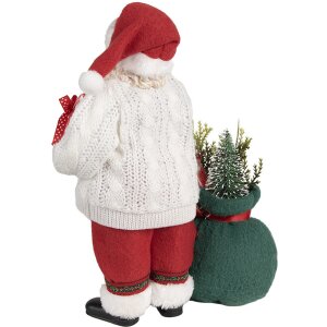 Clayre & Eef 65599 Vánoční dekorace Father Christmas White Red 18x13x27 cm