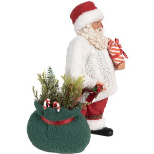 Clayre & Eef 65599 Vánoční dekorace Father Christmas White Red 18x13x27 cm