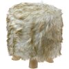 Clayre & Eef 65730 Stolička bílá hnědá dřevo textil Ø 32x40 cm kulatá