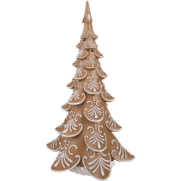 Clayre & Eef 6PR3905GG Vánoční stromek LED hnědý béžový 26x23x42 cm 3xAA