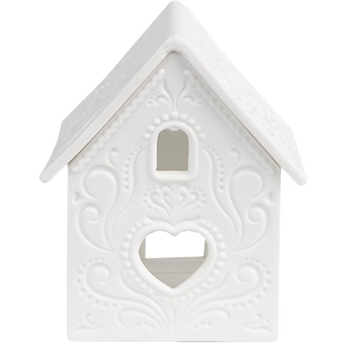 Clayre & Eef 6CE1739 Stojánek na čajovou svíčku House Porcelain White 7x8x9 cm