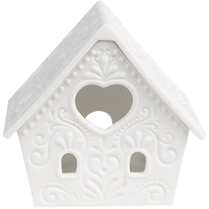 Clayre & Eef 6CE1740 Stojánek na čajovou svíčku House Porcelain White 9x7x8 cm
