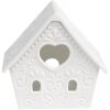 Clayre & Eef 6CE1740 Stojánek na čajovou svíčku House Porcelain White 9x7x8 cm
