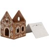 Clayre & Eef 6CE1742 Stojánek na čajovou svíčku House Brown White 7x8x9 cm Porcelán