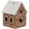 Clayre & Eef 6CE1742 Stojánek na čajovou svíčku House Brown White 7x8x9 cm Porcelán