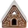 Clayre & Eef 6CE1744 Stojánek na čajovou svíčku House Porcelain Brown White 8x8x8 cm