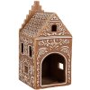 Clayre & Eef 6CE1745 Stojánek na čajovou svíčku hnědý bílý 7x7x15 cm