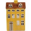Clayre & Eef 6CE1885 Stojánek na čajovou svíčku Domek Keramika Žlutá 12x8x18 cm Venkovský styl