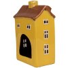 Clayre & Eef 6CE1885 Stojánek na čajovou svíčku Domek Keramika Žlutá 12x8x18 cm Venkovský styl