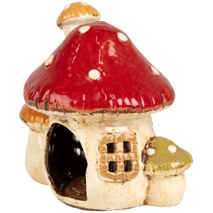 Clayre & Eef 6CE1876 Stojánek na čajovou svíčku House Beige Red 17x12x16 cm