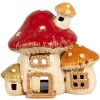 Clayre & Eef 6CE1876 Stojánek na čajovou svíčku House Beige Red 17x12x16 cm