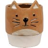 Clayre & Eef 6CE1877 Keramický květináč Cat Orange Beige Ø 11x13 cm