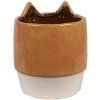 Clayre & Eef 6CE1877 Keramický květináč Cat Orange Beige Ø 11x13 cm