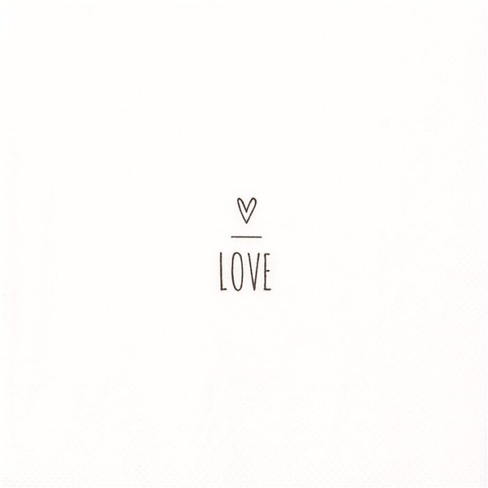 Clayre & Eef 73086 Papírové ubrousky Love White 33x33 cm 20 kusů