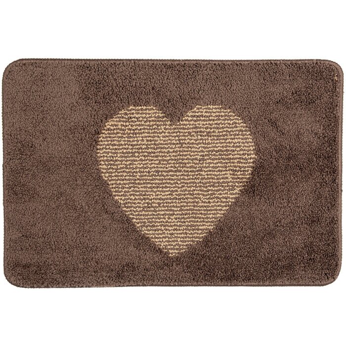 Clayre & Eef BM0007CH Koupelnová předložka Heart Brown Beige 58x38 cm