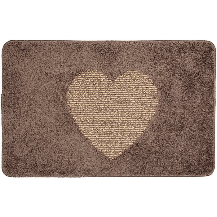 Clayre & Eef BM0008CH Koupelnová předložka s motivem srdce hnědá 78x48 cm