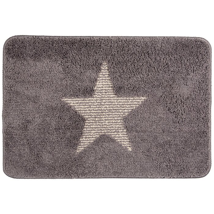 Clayre & Eef BM0009G Koupelnová předložka Grey Star 58x38x2 cm