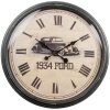 Clayre & Eef 6KL0830 Nástěnné hodiny Vintage 1934 Ford Ø 51x5 cm 1xAA