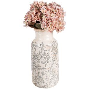Clayre & Eef 6CE1927L Váza Ø 15x32 cm Bílá