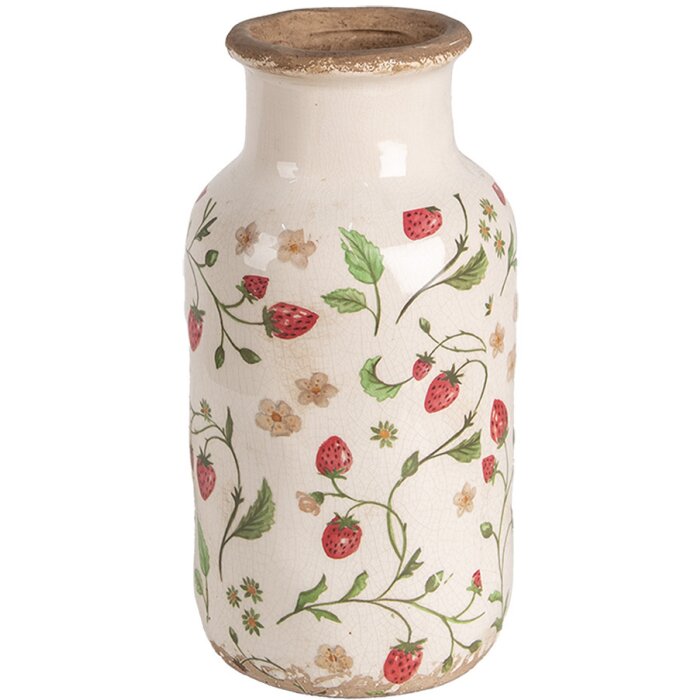 Clayre & Eef 6CE1933M Váza s jahodovým vzorem Ø 14x26 cm