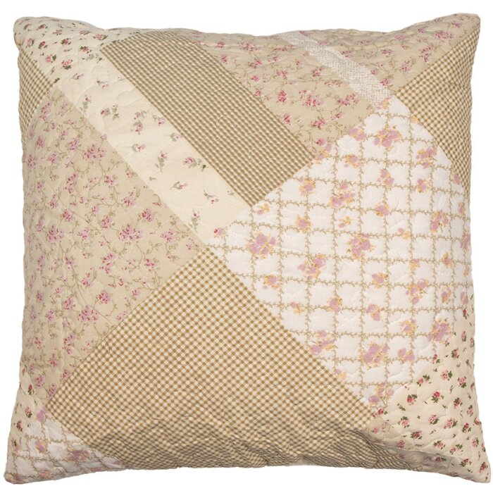 Clayre & Eef Q198.030 Povlak na polštářek Patchwork Beige Pink 50x50 cm