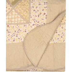 Clayre & Eef Q198.060 Přehoz na postel 180x250cm s povlakem na polštář Patchwork béžový
