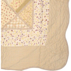 Clayre & Eef Q198.060 Přehoz na postel 180x250cm s povlakem na polštář Patchwork béžový