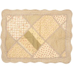Clayre & Eef Q198.060 Přehoz na postel 180x250cm s povlakem na polštář Patchwork béžový