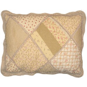 Clayre & Eef Q198.060 Přehoz na postel 180x250cm s povlakem na polštář Patchwork béžový