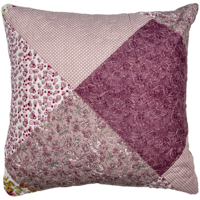 Clayre & Eef Q201.020 Povlak na polštářek patchwork růžový fialový 40x40 cm