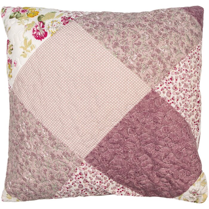 Clayre & Eef Q201.030 Povlak na polštářek patchwork 50x50 cm Růžový květinový vzor