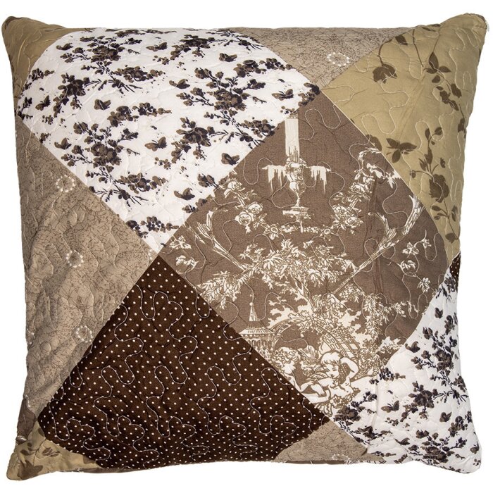 Clayre & Eef Q205.030 Povlak na polštář Patchwork Brown Beige 50x50 cm