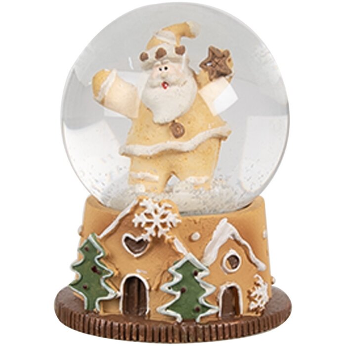 Clayre & Eef 65764 Sněhová koule Father Christmas Ø 5x6 cm hnědozelená