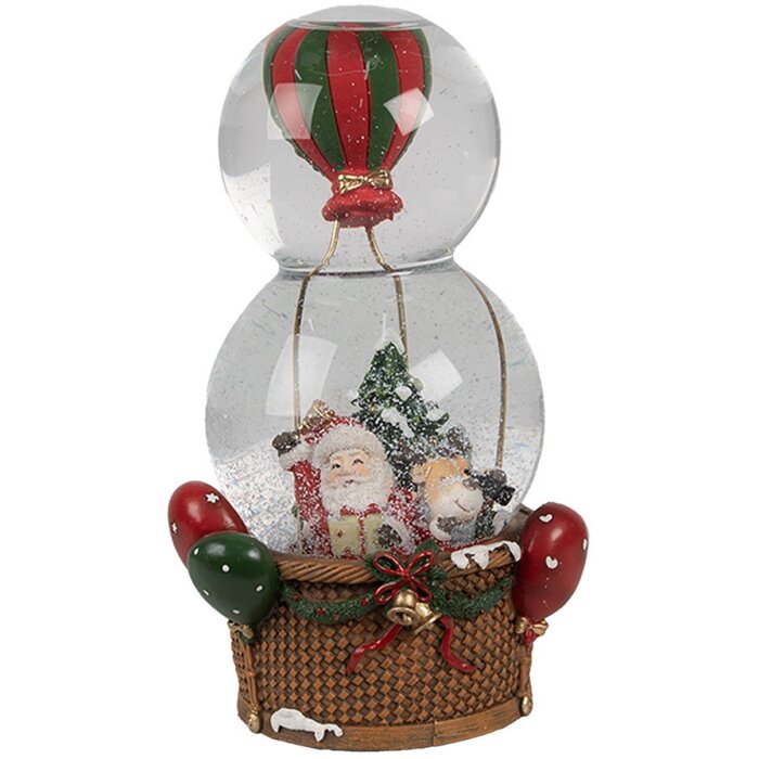 Clayre & Eef 65768 Sněhová koule Father Christmas horkovzdušný balón s hudbou 21 cm