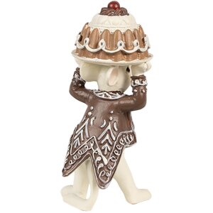 Clayre & Eef 6PR3904GG Dekorace Myši s dortem Set 2 5x5x11 5x5x10 cm